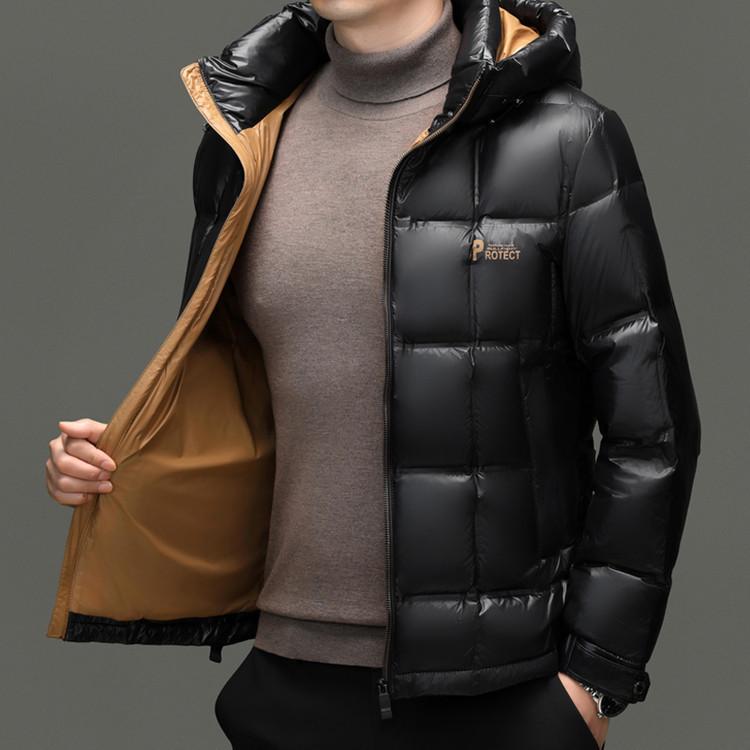 Men's Hooded White Duck Down Jacket - 2025 Winter Business Casual Outerwear.