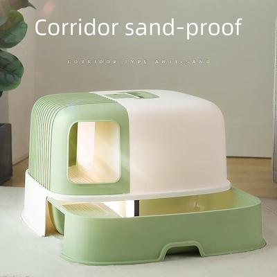 Odor-Proof Semi-Enclosed Cat Litter Box with Drawer