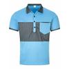 Neues lässiges Herren-POLO-Shirt Taschen Knöpfe lange Knopfleiste Kragen gestreift passende Farbe Naht T-Shirt Oberteile