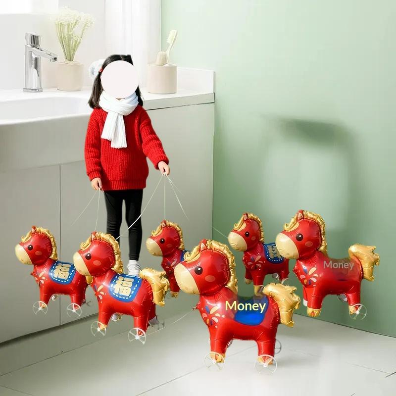 Cartoon-Themed 4D Foil Balloon Elephant with Walking Wheel Stand for Children's Birthday Festivity