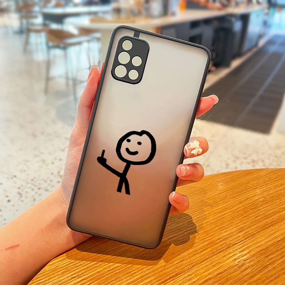 Cute Middle Finger Funny Man Galaxy A53 5G Case For Samsung A52 A52s A13 A14 A21S A23 A32 A33 A51 A71 A73 Phone Case Matte Cover
