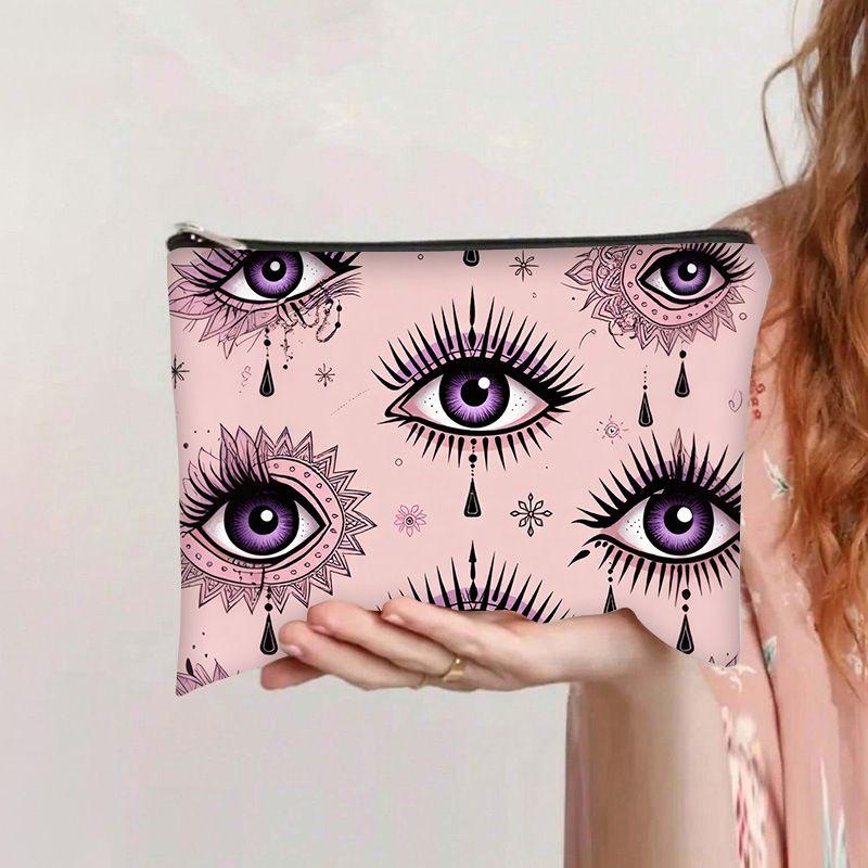 Selling Devil's Eye Canvas Cosmetic Bag Student Stationery Zipper Pencil Case Ladies Cosmetic Bag