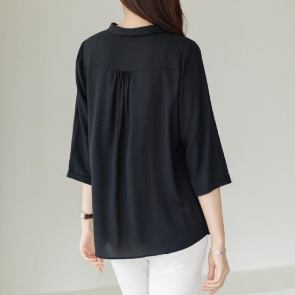Dedra Summer Version Stacon Collar Blouse [the Black] Tbe3209