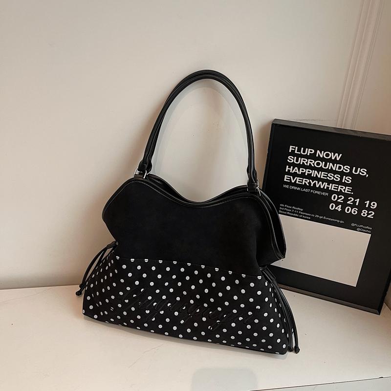 Fashi Y2K Neue Leopardenmuster-Punkte-Muster Große Kapazität Einzelne Schultertasche Niedliche Kordelzug-Schnalle Tragetasche für Damen