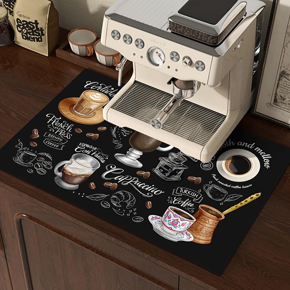VIKAMA Vintage Coffee Machine Mat Absorbent, Non-Slip Kitchen Worktop Mat Plate and Bowl Coaster Kitchen Accessories