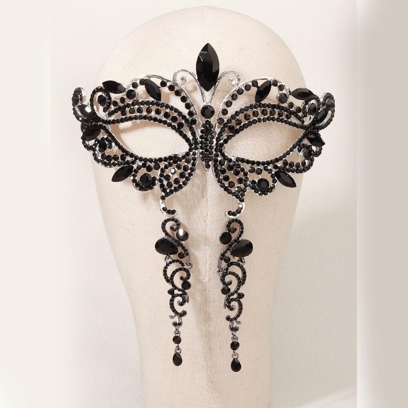 Temperament Rhinestones Jewelry Masquerade Half Face Eye Masks with Adjust Strap