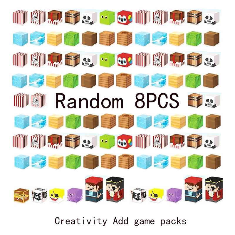 Magnetic Building Blocks Mine World Undead Pirate Ship Cube Magnet Set for Kid Age 3+ DIY Model Children Creativity Gift