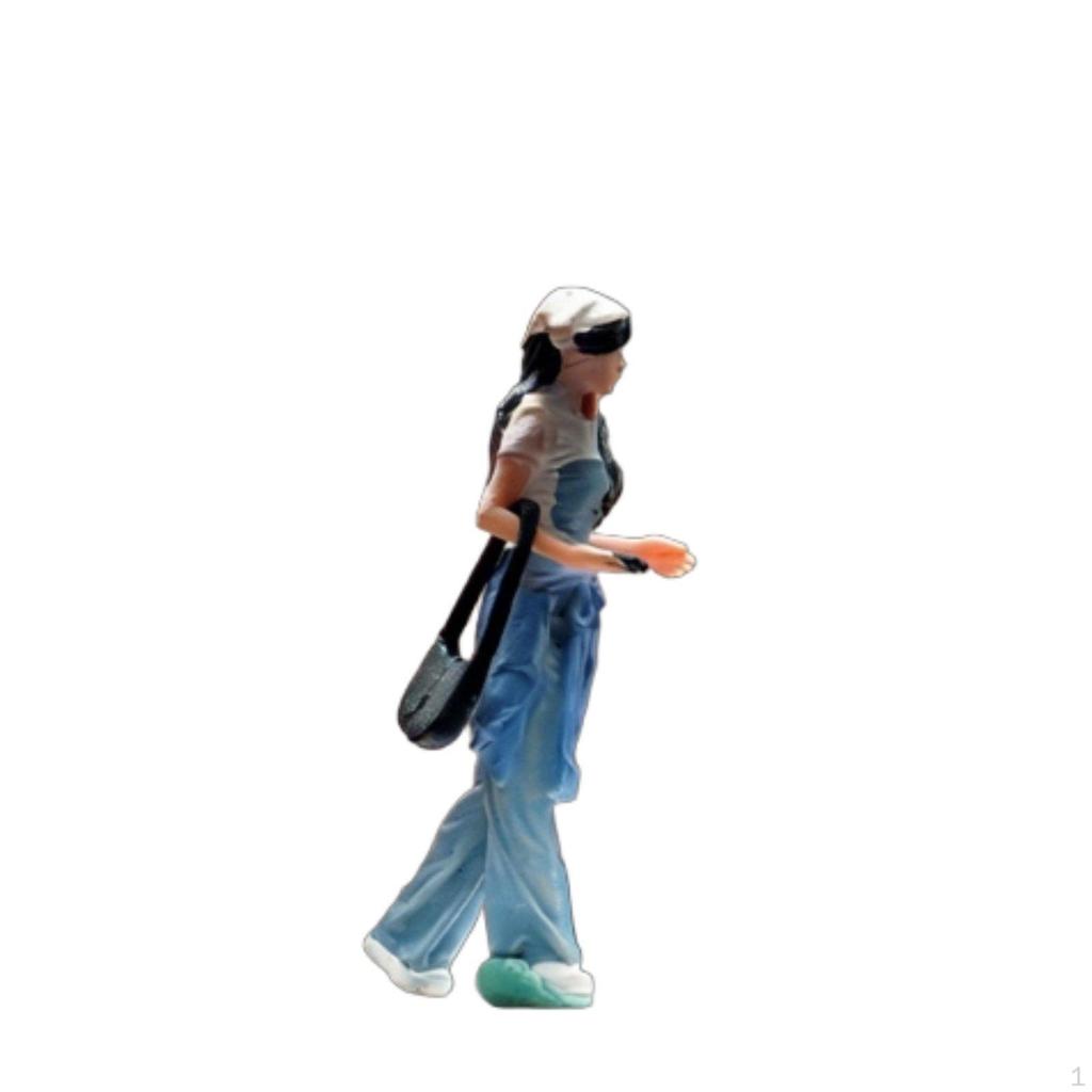 Hat Girl Miniature Figurine Highly Detailed Sand Table Person Model Realistic Design 1/64 Scale