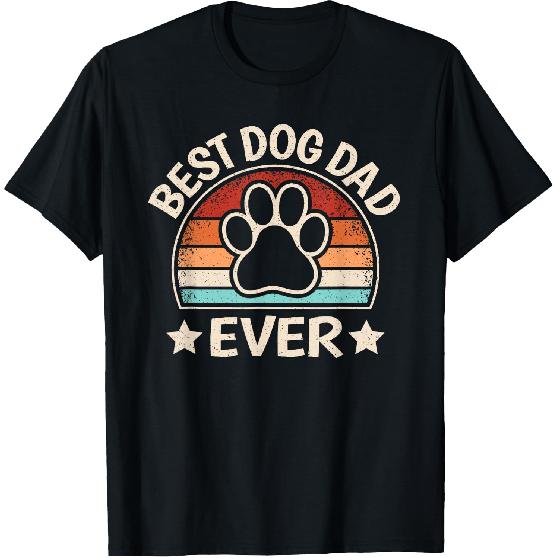 Best Dog Dad Ever Vintage Dog Paw Daddy Retro Dog Lover Men T-Shirt