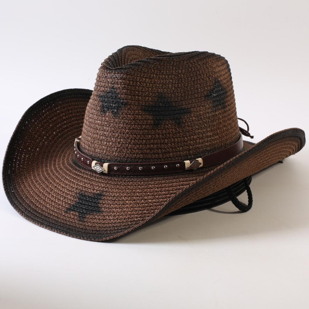 Popular Sombrero de Paja de Vaquero Occidental Moda para Hombres y Mujeres Sombrero de Paja para Sombra Sombrero de Vaquero Occidental Clásico para Exteriores