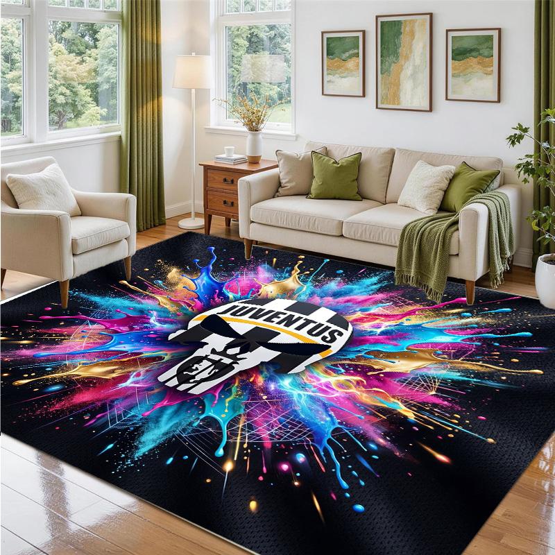 Juventus FC Design Crystal Velvet Rug Soft Decorative Mat for Bedroom Entrance