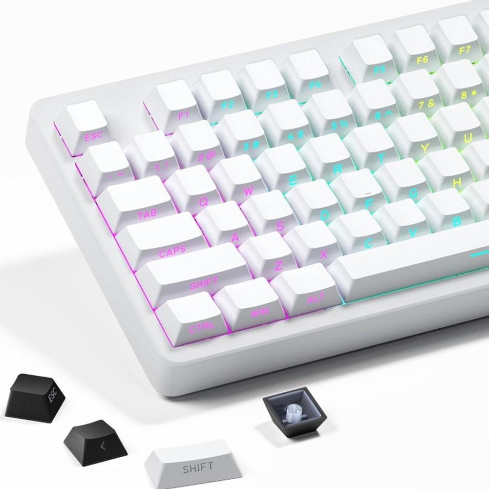 130+ Keys Gradient Keycaps Side Printed Shine Through PBT Double Shot OEM Profile for MX Switches Gaming Keyboard Caps