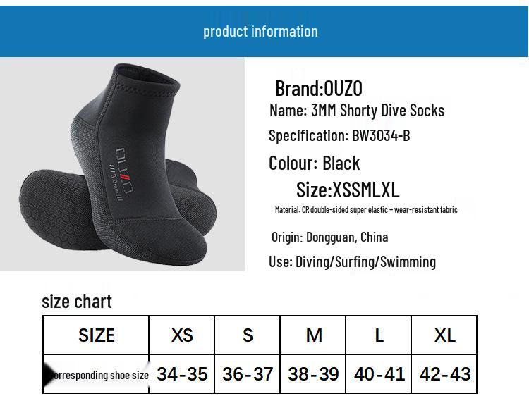 3mm Short Tube Diving Socks: Non-Slip, Wear-Resistant, Super Elastic Snorkeling & Swimming Socks for Warmth