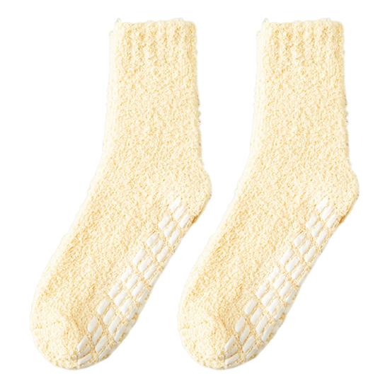 1 Pair Non-Slip Fuzzy Cozy Socks Super Soft Non-Fading Cold Protection Winter Warm Fluffy Sleep Socks for Women
