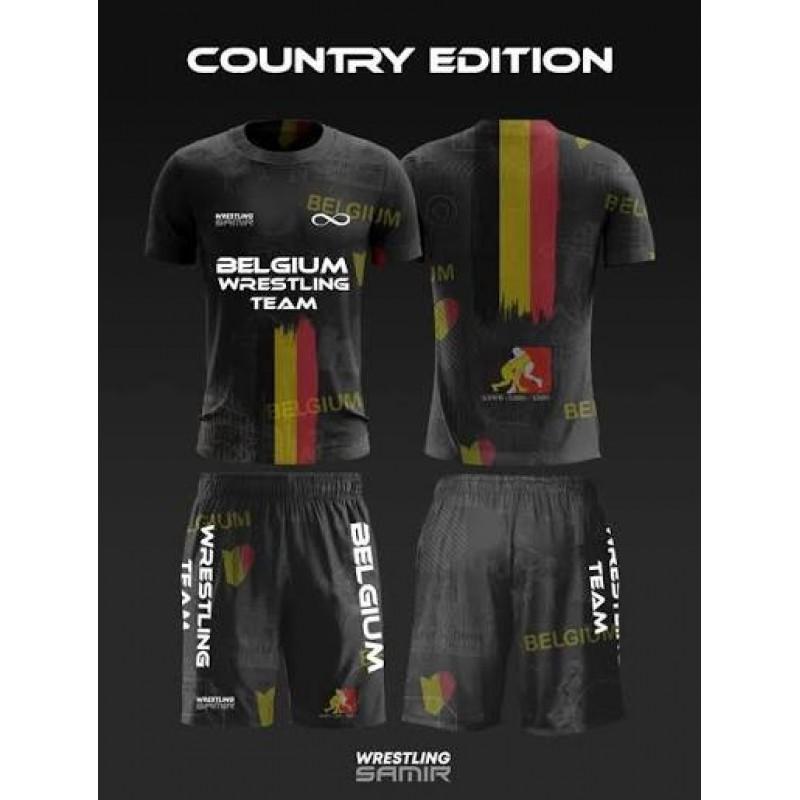 2026 Wrestling Training Set Mens Short Sleeve T-Shirt Shorts 3D Digital Print Athletic Wear Casual Sportswear