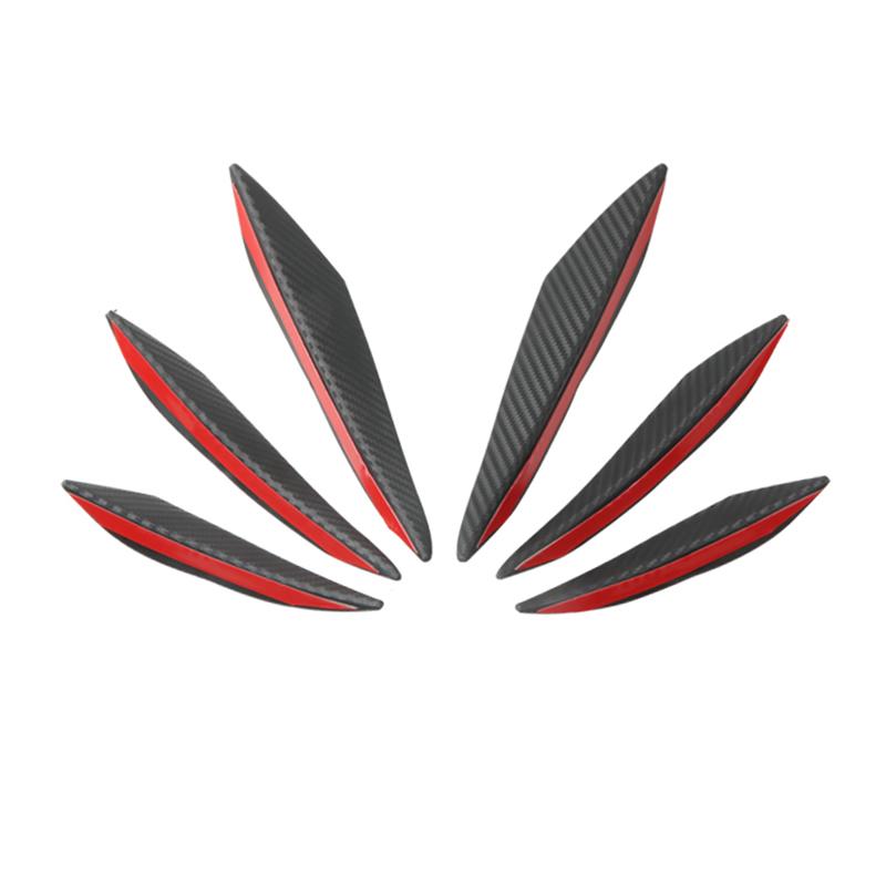 6Pcs/set Universal Car Spoiler Canards Fit Black Carbon Front Bumper Lip Splitter Fin Air Flying Spoiler Auto Body Kit Accessory