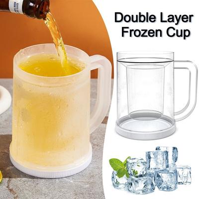 Mit Griff Flüssigkühler Gefrierbecher PET/PP 20oz Doppelwandig Gefrierbecher Eisbecher Verdickte Gefrierbecher Bierbecher