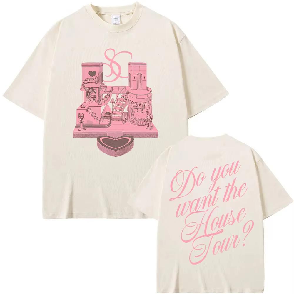 New Sabrina Carpenter Home Visit Tshirt HighQuality Mens and Womens Shirt Loose Fit Casual Couple Streetwear Tshirt