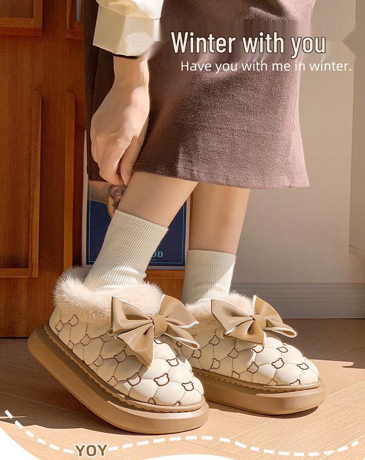 2023 Trendy Women's Waterproof Winter Cotton Slippers with Closed-Back Design