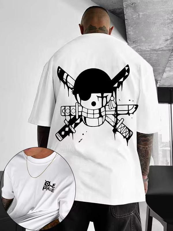 

One Piece Mens Tshirt Roronoa Zoro Japanese Anime Summer Loose Cotton Tshirt 4XL