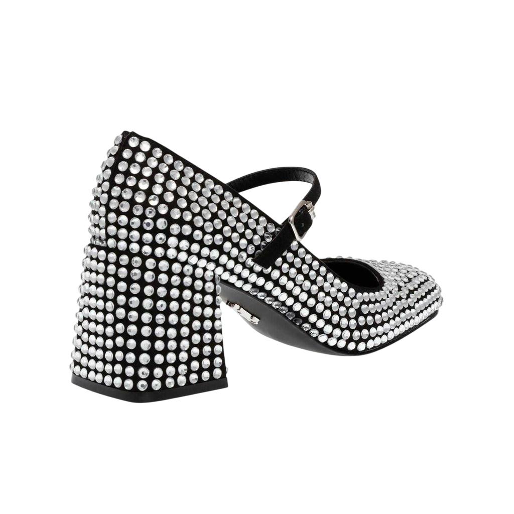 Steve Madden Womens/Ladies Rhinestone Leather Block Heel Mary Janes