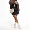 Coach Carey 21 Classic Logo Double Zipper Crossbody Bag With Detachable Shoulder Strap Women Shoulder Bag Sand-Yellow Gray-Brown CEK66-SVPWH
