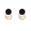 Yousheng 1 Paio Orecchini a Lobo Multi-strato 3 Cerchi Rotondi Cerchio Nero Regalo Gioielli di Moda Strass Scintillante Orecchini da Donna per Uso Quotidiano