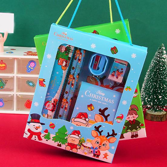 Set di Cancelleria Natalizia Cartone Animato Motivo Natalizio Temperamatite Gomme Matite Kawaii Scuola