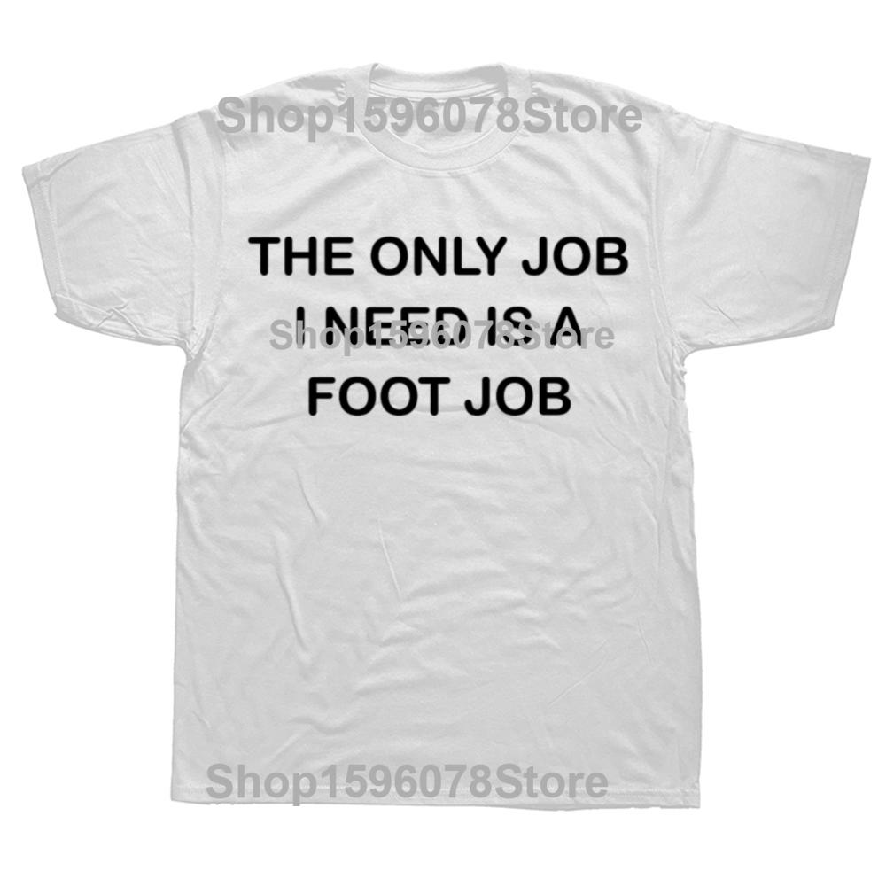Foot Job Queen For Women Adult Rude Humor Print T Shirts Round Neck Letters Tops Cotton Tee Vintage Harajuku Oversized Clothes