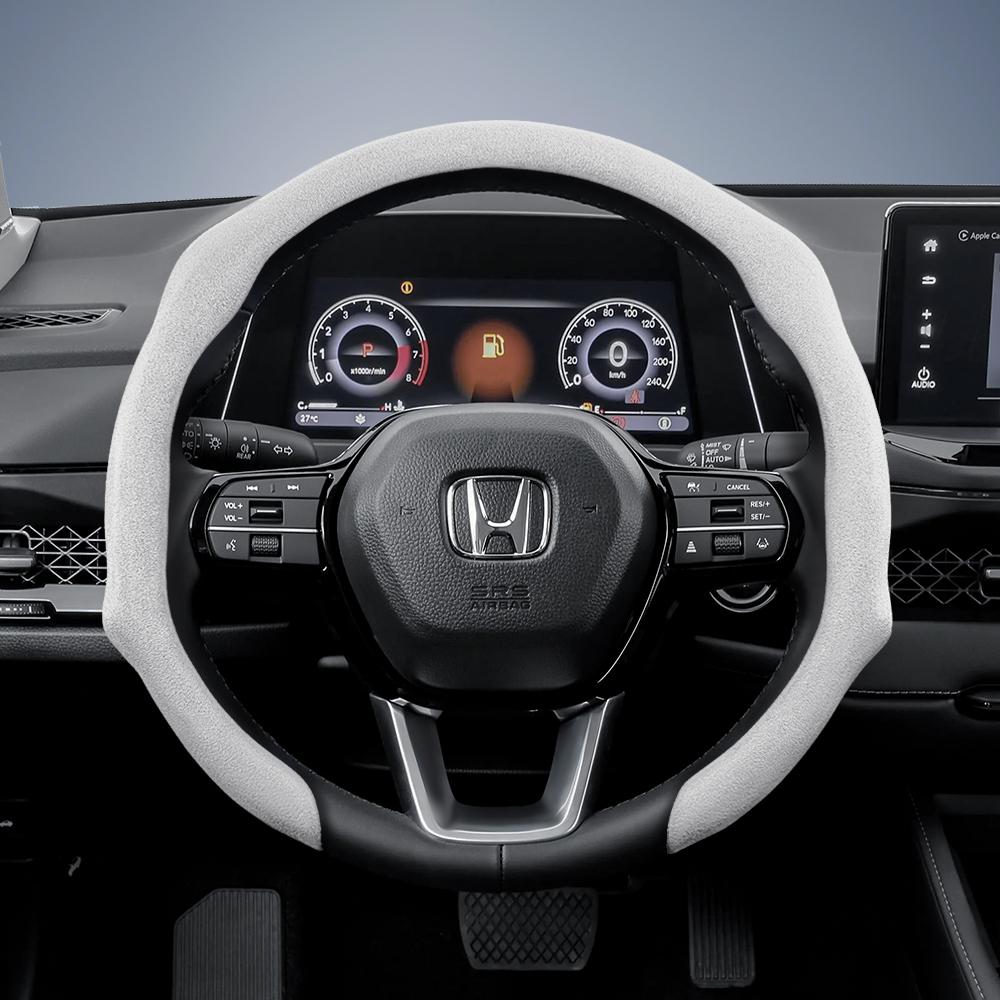 AAALV1 Suitable for Honda Premium Suede Snap-On Steering Wheel Cover Anti-Slip Durable Car Accessories Civic Fit 8Th Gen 8 City Accord 9 10 Vezel 