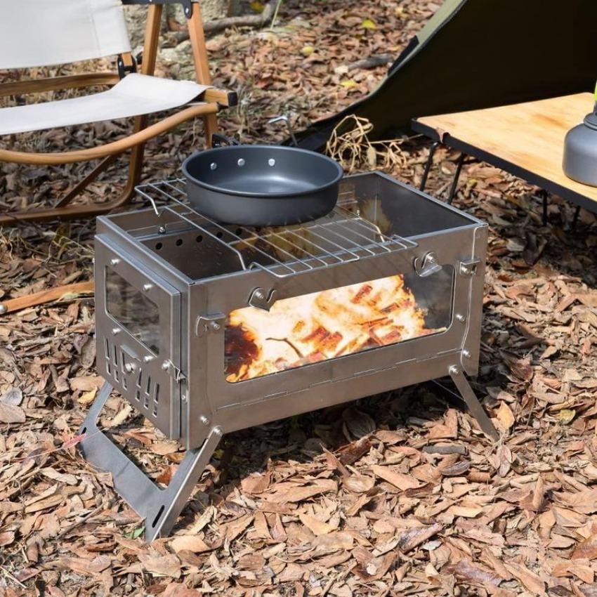 Folding Tent Stove Wood Burning Stove Convenient Storage Easy To Installation Rapid Heating Strong Heat-resistant Burner