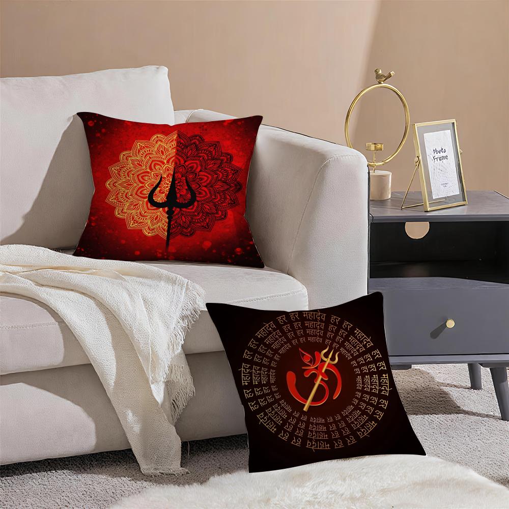Shiva Classical Design Print Art Cushion Cover Linen Pillowcase Soft For Sofa Bed Home Room Decor