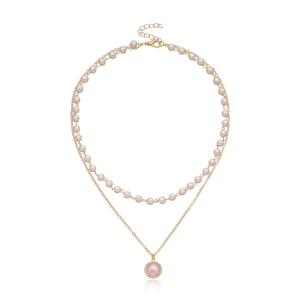 Europe, America, fashion edge lock pearl pendant multi-layer necklace women, temperament popular personality new item jewelry