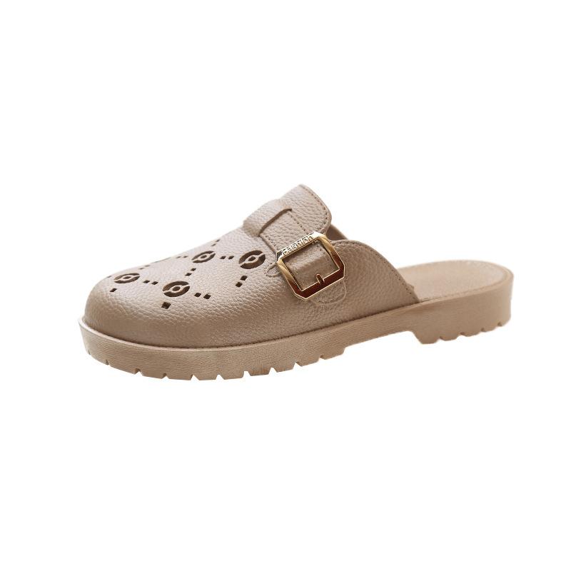 Baotou half slippers breathable and non-slip women's outer wear spring new thick-soled hole shoes versatile lazy