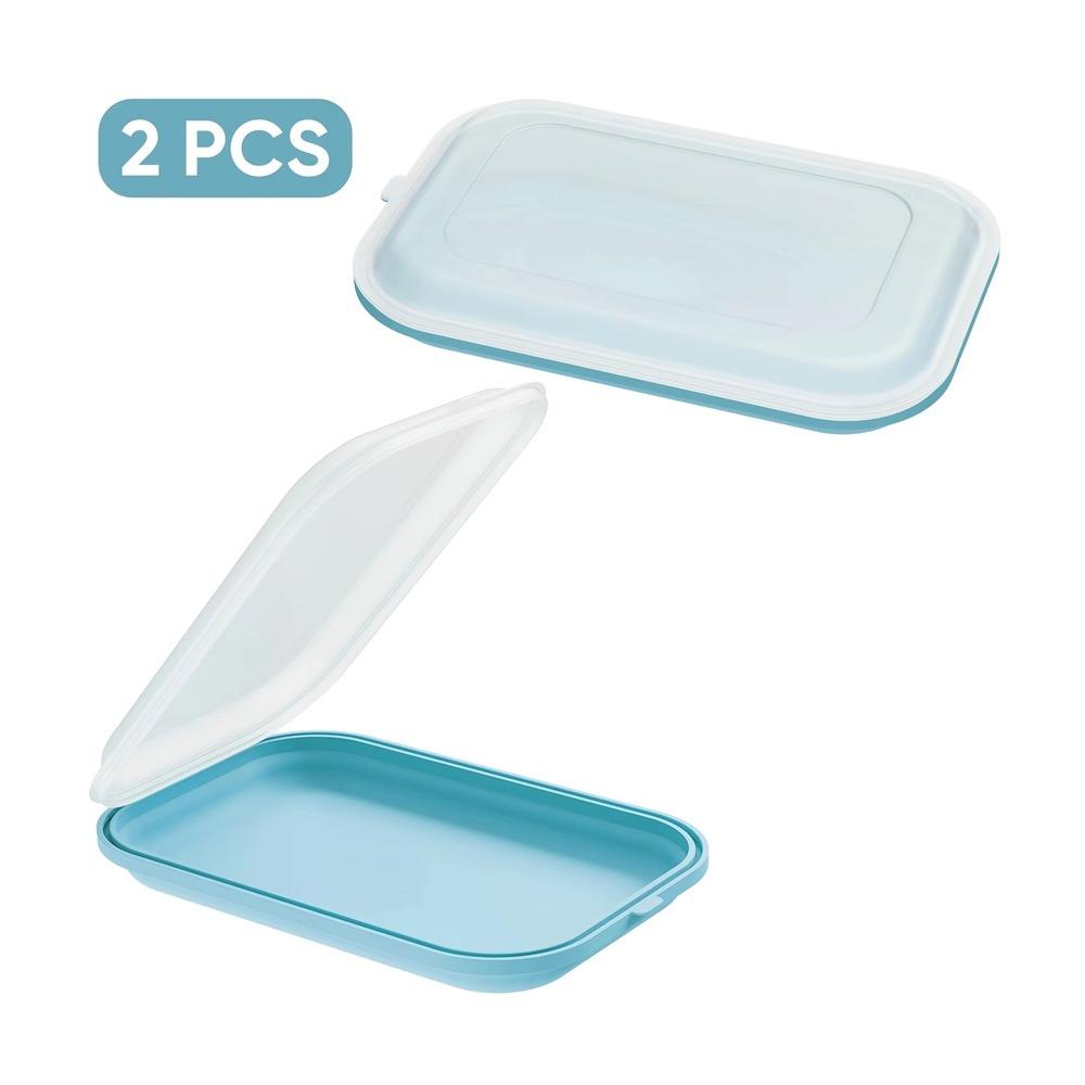 2PCS Reusable Fruit Vegetable Preservation Box Keeping Fresh Frozen Meat Packaging Box  Microwave синий