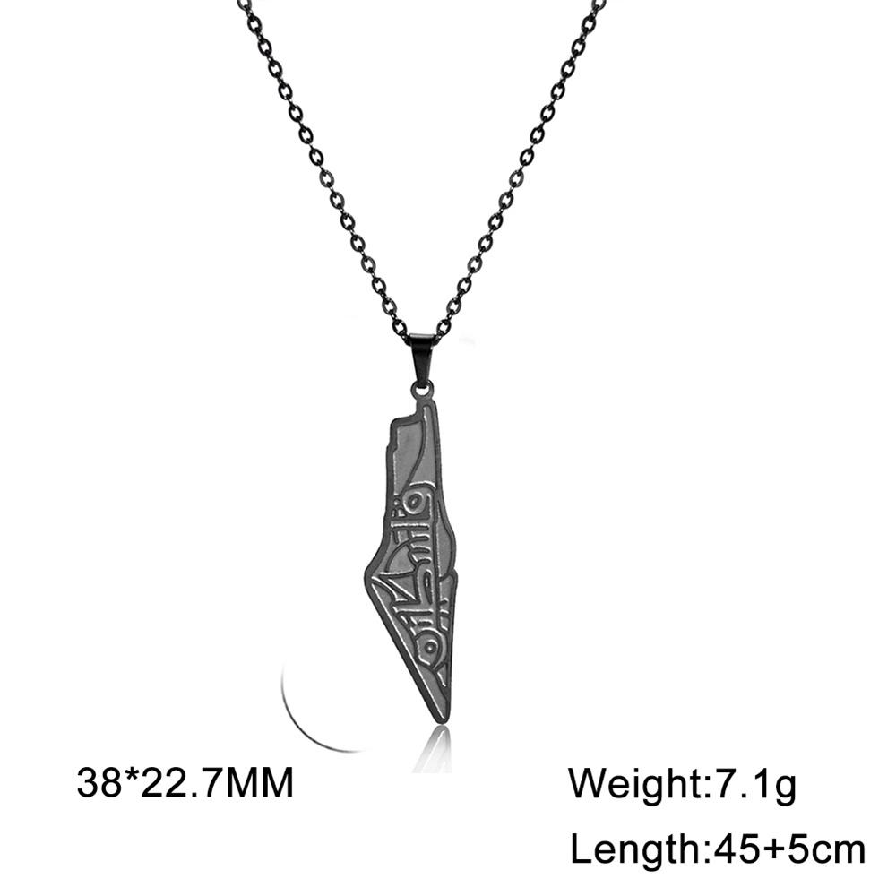 Fashion Israel Palestine Map Pendant Necklace Islamic Script Architecture Pattern Necklaces Stainless Steel Jewelry Gift