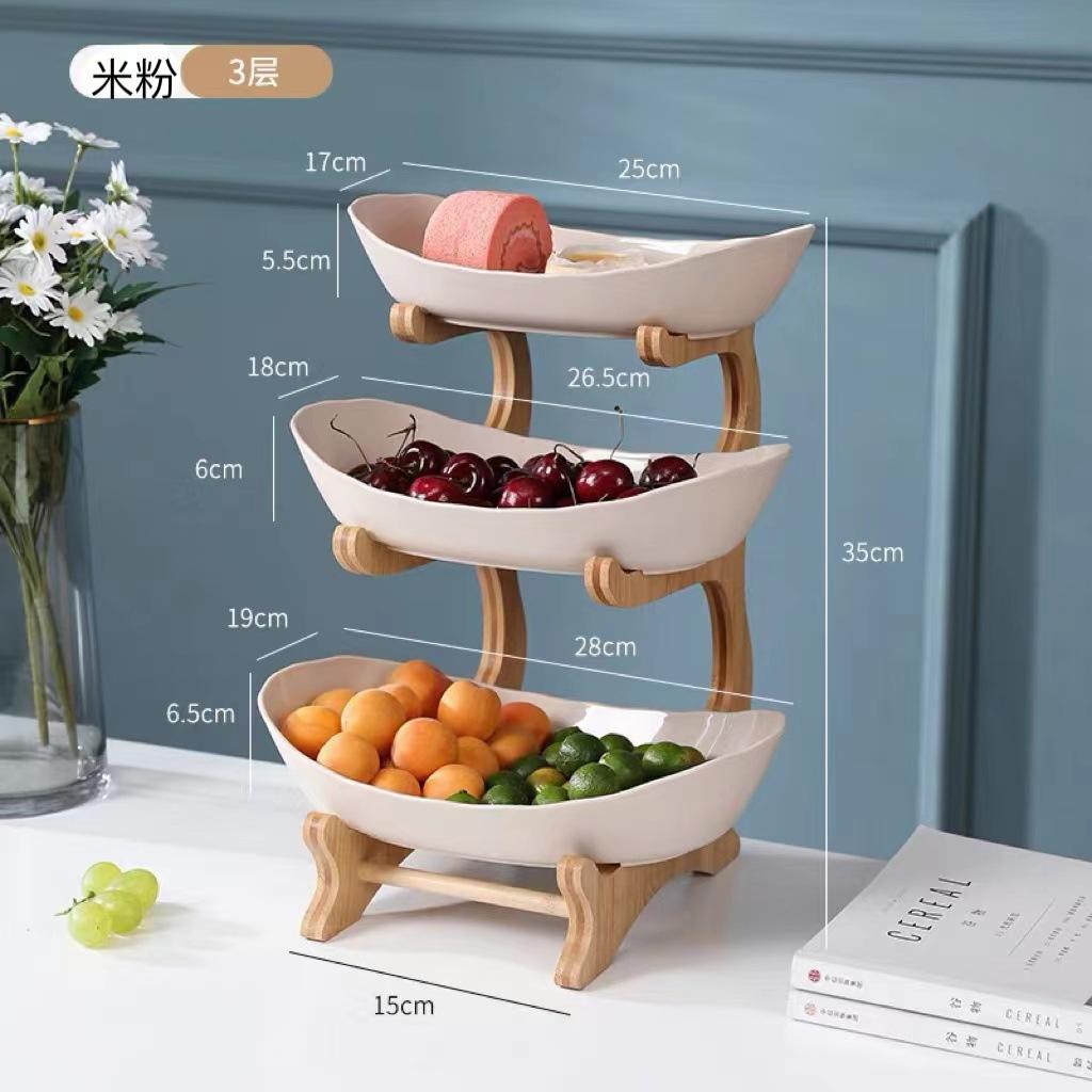 Fruit Plate Household Living Room Coffee Table Light Luxury Plastic Tray Storage Fruit Dessert Table Snack Display Rack