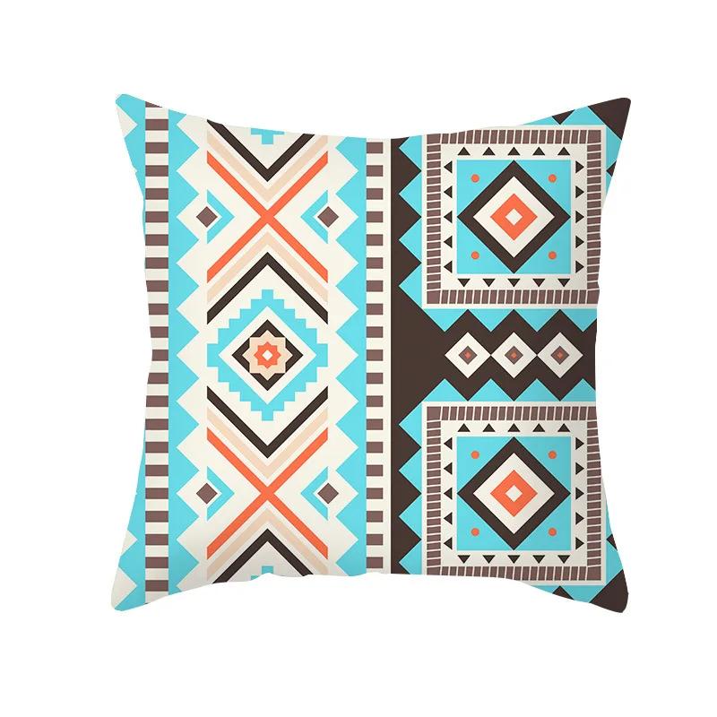 Bohemian Geometric Retro Printed Pattern Polyester Cushion Cover for Home Living Room Sofa Decoration Throw Pillow Pillowcase