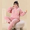 Ms. Autumn and Winter Coral Fleece Intensification Brushed Warm Flannel Loungewear Large Size Set Pajama Set Sleepwear Women
