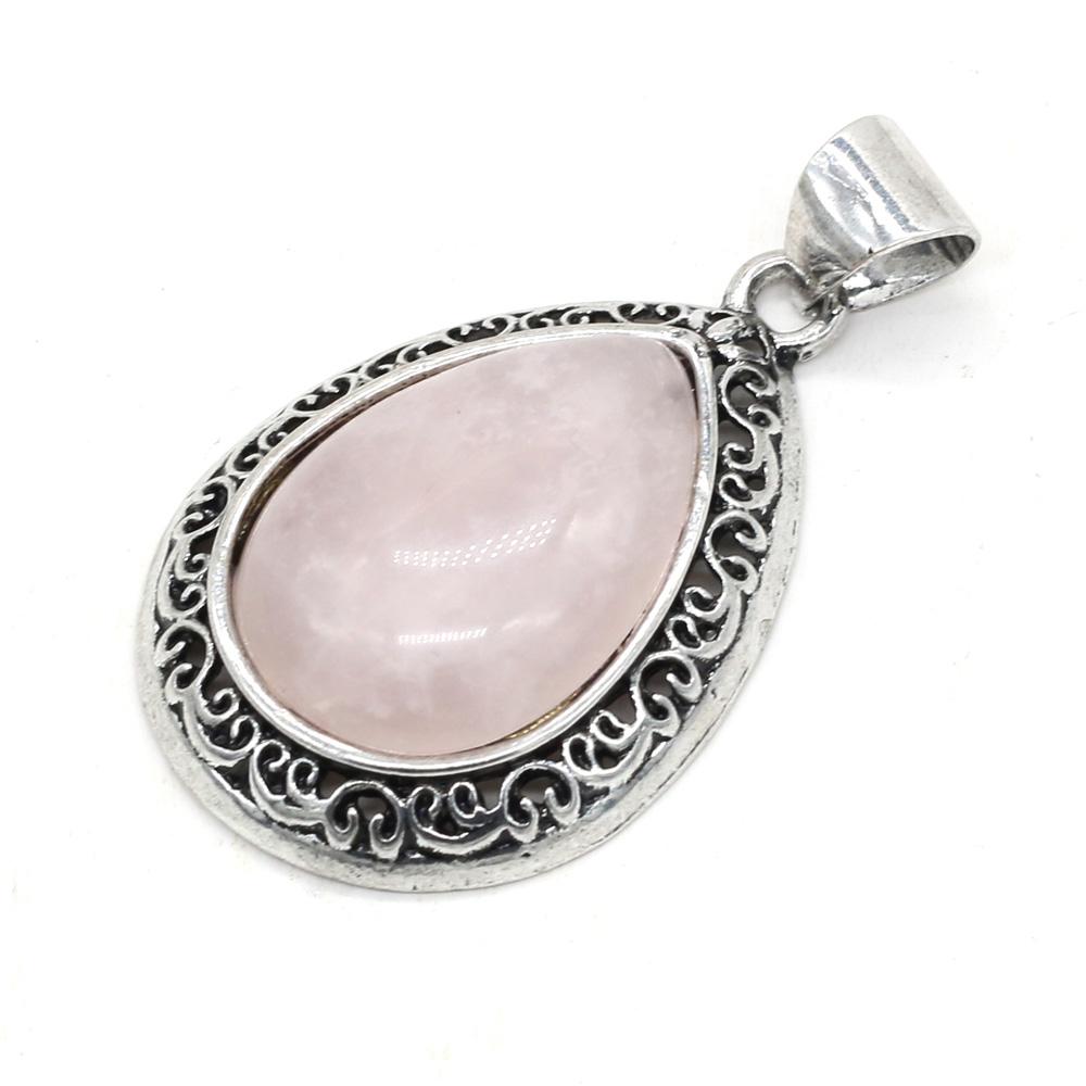 

Fashion Drop Shape Pendant Natural Stone Crystal Aventurine Jades Abalone Shell Charms DIY for Necklace Jewelry Making 24x40mm