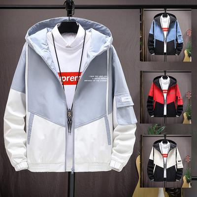Jacket Men's Spring and Autumn New Trendy Patchwork Work Jacket Men's Loose Casual Youth Hooded Men's Clothing
