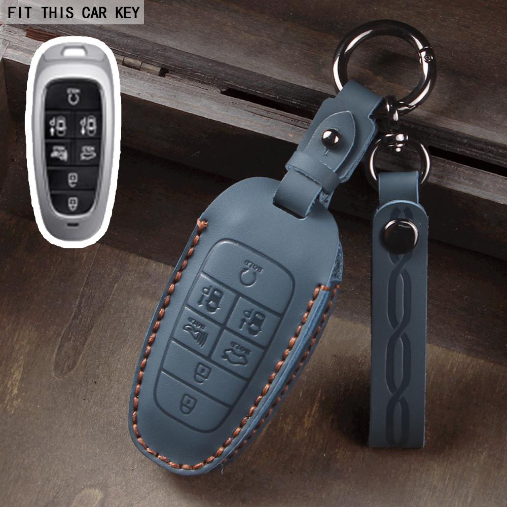 Schlüssel Lederetui Schlüsselanhänger für Hyundai Santa Fe Tucson 2022 NEXO NX4 Atos Solaris Prime 2021 Autoschlüsselabdeckung Schale