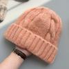 Korea autumn and winter simple coarse needle twisted warm knitted hat women's versatile ear protection wool hat