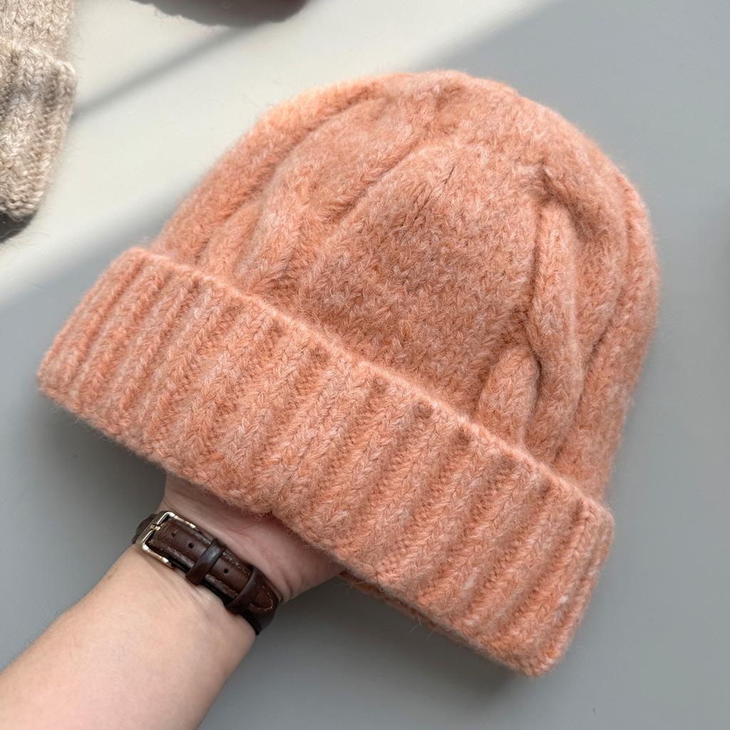Korea autumn and winter simple coarse needle twisted warm knitted hat women's versatile ear protection wool hat