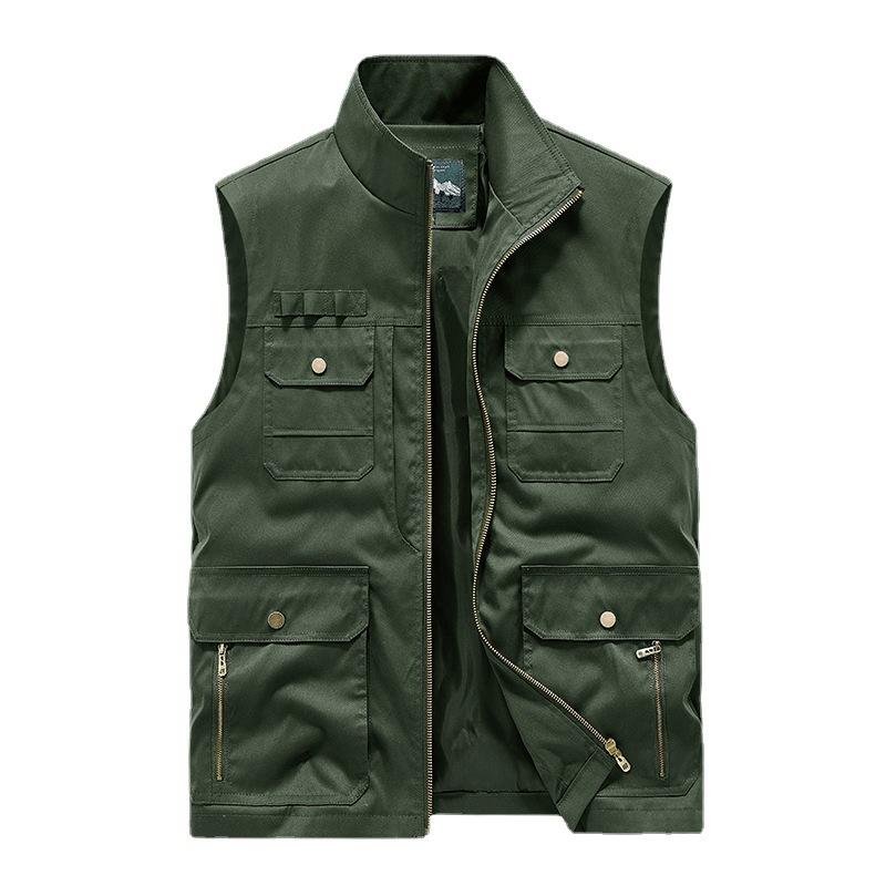 Spring and Autumn Tooling Vest Men's Multi-pocket Vest Outdoor Fishing Photography Men's Vest Middle-aged Coat