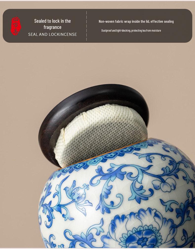 Portable Small Ceramic Tea Canister - Moisture-Proof & Sealed for Freshness, Chinese Style