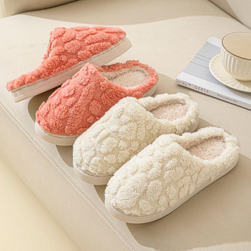 Cotton slippers women's winter home indoor velvet warm non-slip soft bottom trend outdoor wear couple cotton slippers men