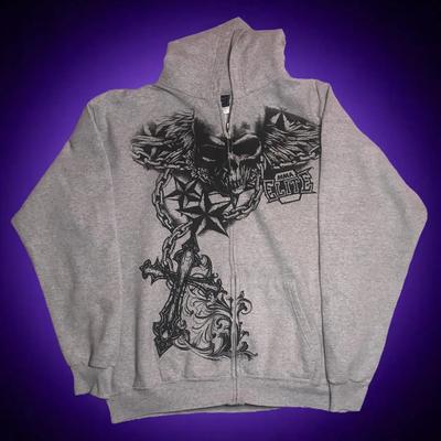 Sportovní mikina s kapucí a kapucí s retro tmavým potiskem Cardigan