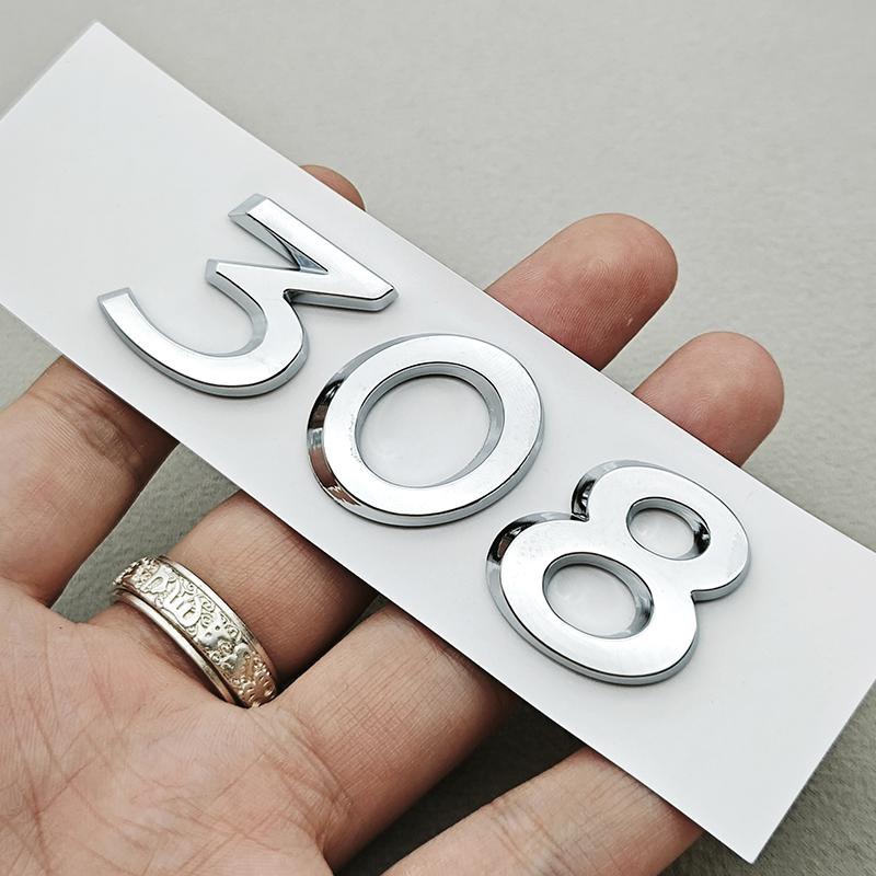 OQUP8 For Peugeot 308 307 301 Car Sticker Emblem Badge Logo Rear Trunk Hood Auto Decal Black Chrome Lettering Exterior Accessories