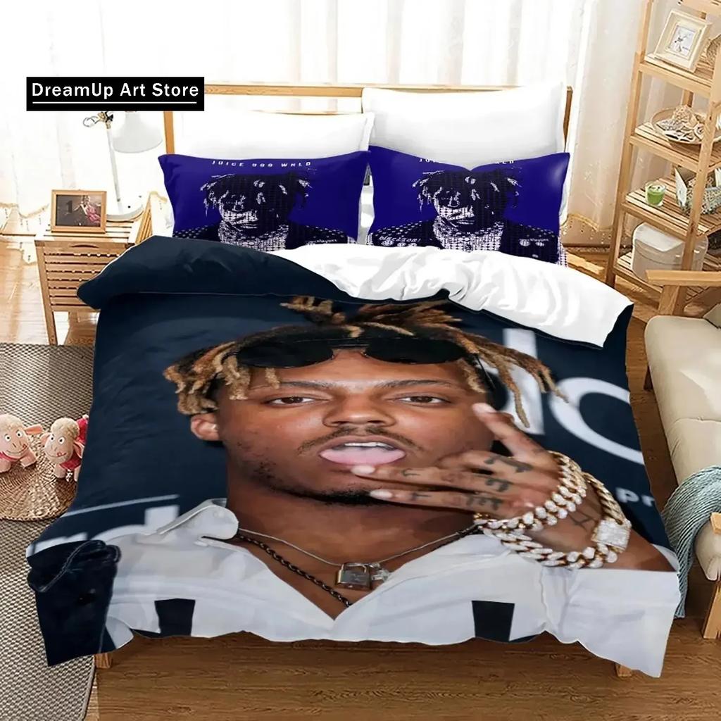 3D Print Fashion Juice Wrld Stars Bedding Set Boys Girls Twin Queen Full Size Duvet Cover Pillowcase Bed Adult Bedroom